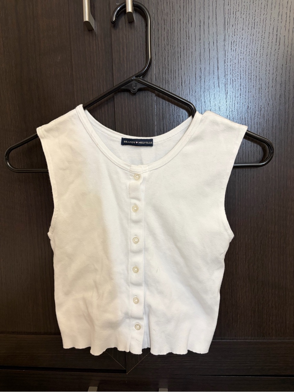Brandy Melville White Button-Up Tank